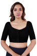 Black Cotton Slub Blouse