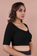 Black Cotton Slub Blouse