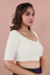 White Cotton Slub Blouse