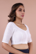 White Cotton Slub Solid Blouse