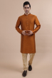 Rust Cotton Slub Long Kurta