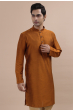 Rust Cotton Slub Long Kurta