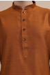 Rust Cotton Slub Long Kurta