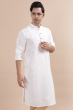 White Cotton Slub Long Kurta