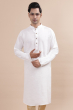 White Cotton Slub Long Kurta