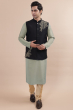 Black Embroidered Cotton Slub Ethnic Jacket