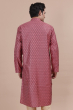 Pink Jaquard Embroidered Long Kurta