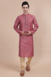 Pink Jaquard Embroidered Long Kurta