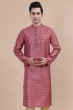 Pink Jaquard Embroidered Long Kurta