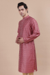 Pink Jaquard Embroidered Long Kurta