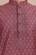 Pink Jaquard Embroidered Long Kurta