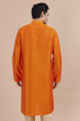 Orange Embroidered Cotton Slub Long Kurta