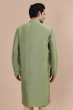 Green Embroidered Cotton Silk Long Kurta