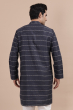 Blue Cotton Woven Long Kurta