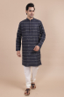 Blue Cotton Woven Long Kurta