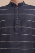 Blue Cotton Woven Long Kurta