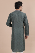Bottle Green Jaquard Woven Long Kurta