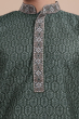 Bottle Green Jaquard Woven Long Kurta