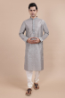Grey Jaquard Woven Long Kurta