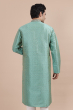 Sea Green Jaquard Woven Long Kurta