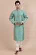 Sea Green Jaquard Woven Long Kurta