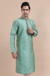 Sea Green Jaquard Woven Long Kurta