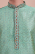 Sea Green Jaquard Woven Long Kurta