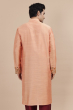 Peach Embroidered Cotton Slub Long Kurta