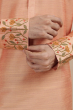 Peach Embroidered Cotton Slub Long Kurta