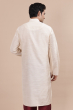 Off White Hand Embroidered Cotton Slub Long Kurta