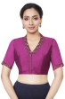 MAGENTA COTTON TUSSAR HAND EMBRIODERED BLOUSE