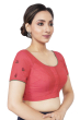 PEACH COTTON EMBROIDERED BLOUSE