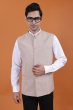 Beige Cotton Ethnic Jacket