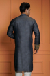 Charcoal Grey Embroidered Tussar Long Kurta