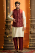 Red Embroidered Linen Ethnic Jacket