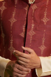 Red Embroidered Linen Ethnic Jacket