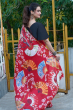 Red Digital Printed Pure Silk Saree