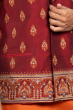 MAROON EMBROIDERED COTTON SLUB ETHNIC JACKET