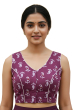  Purple Cotton Printed Blouse
