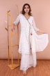 White Exclusive Chiffon Printed Sharara Set