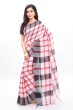 WHITE CHECKERED cotton Handloom Saree
