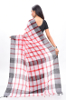 WHITE CHECKERED cotton Handloom Saree
