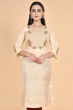 BEIGE EMBROIDERED TUSSAR EXCLUSIVE LONG KAMEEZ