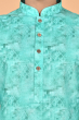 GREEN PRINTED COTTON BLEND LONG KURTA
