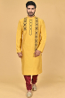 YELLOW COTTON TUSSAR EXCLUSIVE EMBROIDERED LONG KURTA