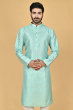 GREEN JAQUARD PRINTED LONG KURTA