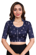 Blue Flex Printed Blouse