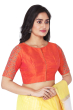 Orange Raw Silk Hand Ari Embroidered Blouse