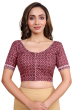 Maroon Flex Printed Blouse