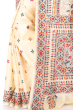 OFF WHITE KANTHA STITCH SILK SAREE
